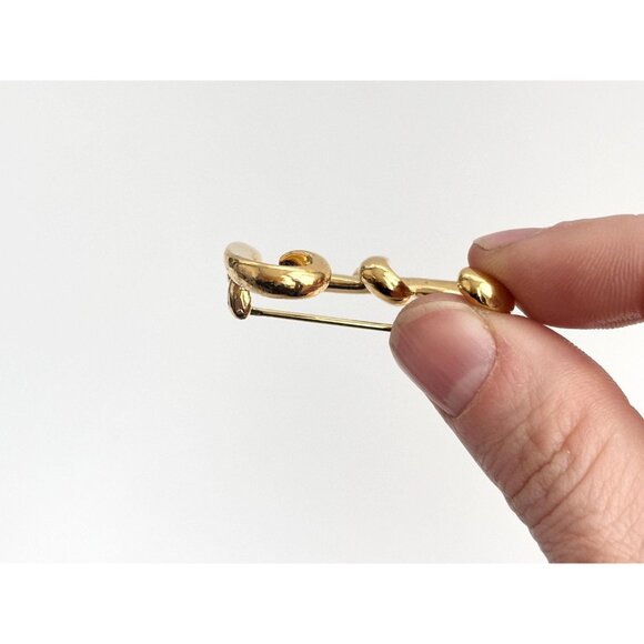 Anne Klein letter "F" Gold Toned Costume Jewelry Brooch | Lapel Pin - Picture 6 of 10